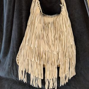Muxo by Camila Alves Leather Fringe Hobo Bag